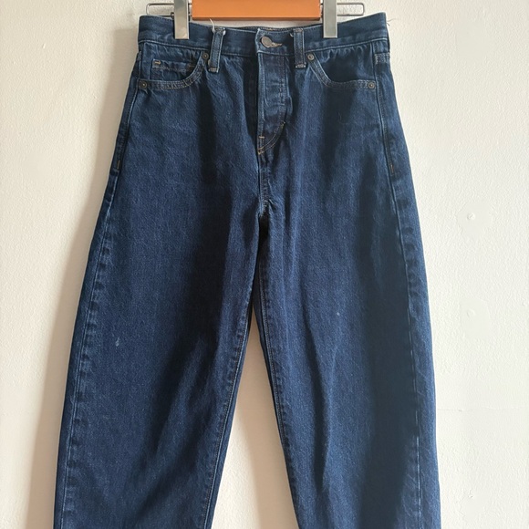 Banana Republic Sz 25 High Rise Dark Blue Wash Barrel Jeans - Picture 5 of 12